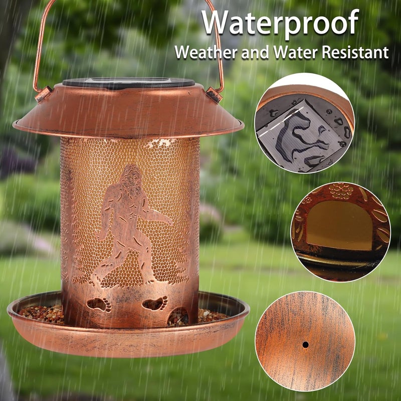 Tepaken Bird Feeders for Outdoors Solar Lanterns Outdoor Waterproof Bigfoot Hanging Garden Decor Birthdays for Women Mom Metal Solar Decoration Outside for Yard, Patio, Lawn(Sasquatch Pattern) - Image 4